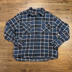 Jachs Heritage Flannel Shirt Mens 2XL Blue Plaid Long Sleeve Button Front